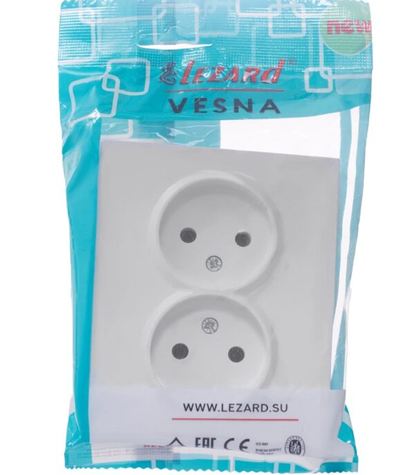 Розетка двойная LEZARD VESNA Белая (742-0200-128B) — изображение 8