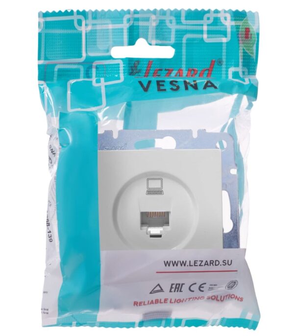 Розетка одинарная компьютерная LEZARD VESNA Белая (742-0288-139) — изображение 9