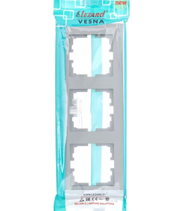 Рамка 3-я вертикальная LEZARD VESNA Серая матовая (742-3500-153) - Зображення 5