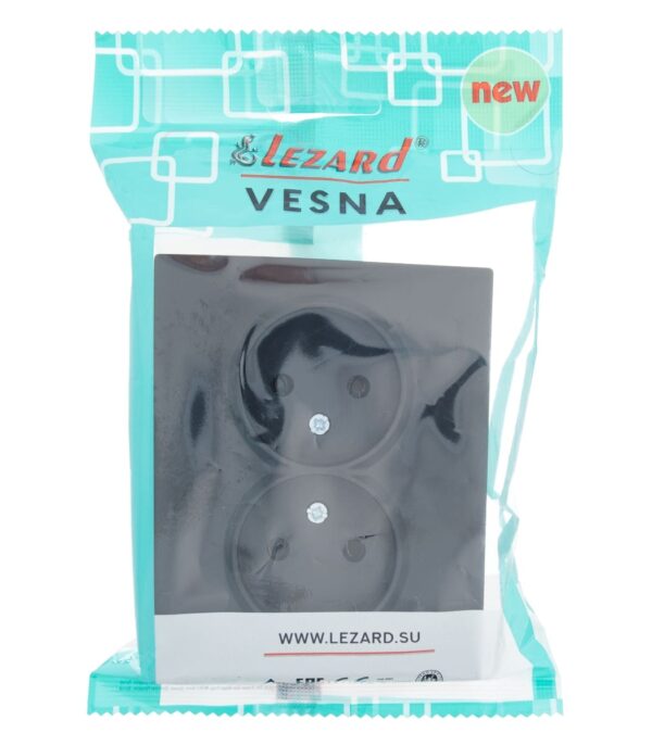 Розетка двойная LEZARD VESNA Антрацит (742-4200-128B) - Зображення 6