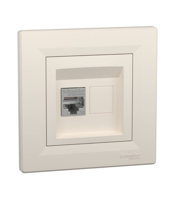 Розетка компьютерная 1-я, RJ45, кат.5е, STP Кремовая, Asfora EPH5000123 — изображение 3