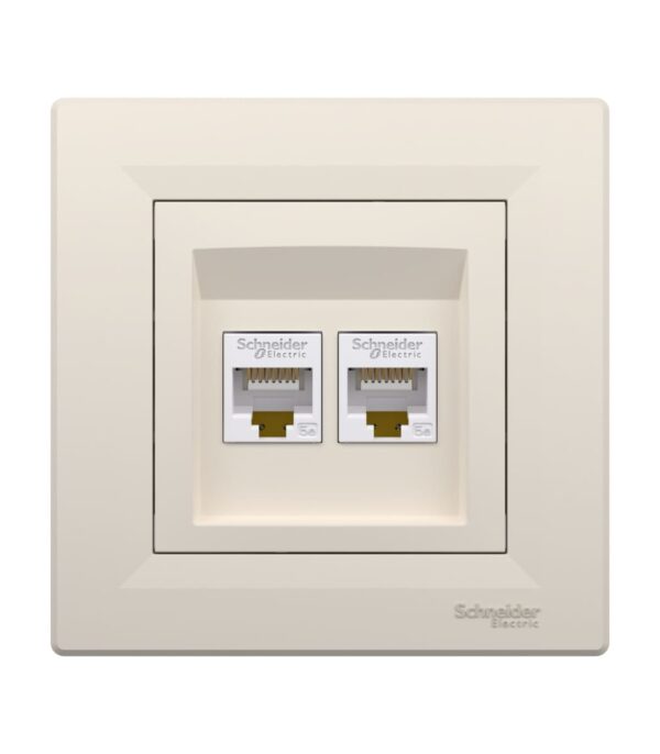 Розетка компьютерная 2-я, RJ45, кат.5е, UTP, Кремовая, Asfora EPH4400123 — изображение 2