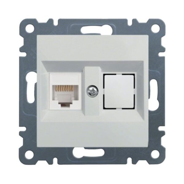 Розетка компьютерная CAT 5e Hager Lumina Белая (WL2320+WL9002)