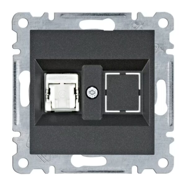 Розетка компьютерная CAT 5e Hager Lumina Черная (WL2323+WL9002)