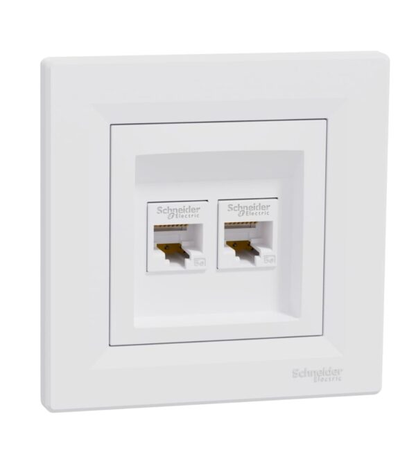 Розетка компьютерная, RJ45, кат.5е, UTP, двойная Белая, Asfora EPH4400121 — изображение 8