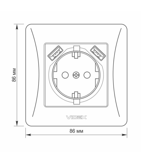Розетка одинарная с заземлением и 2USB белая VIDEX BINERA (VF-BNSK1GU2-W) — изображение 6