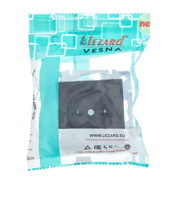 Розетка одинарная LEZARD VESNA Антрацит (742-4288-121B) — изображение 6