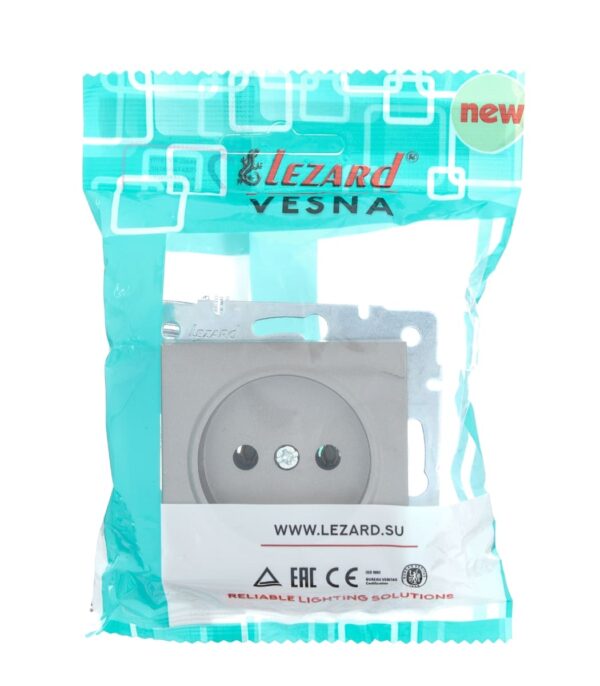 Розетка одинарная LEZARD VESNA Серый матовый (742-3588-121B) — изображение 6