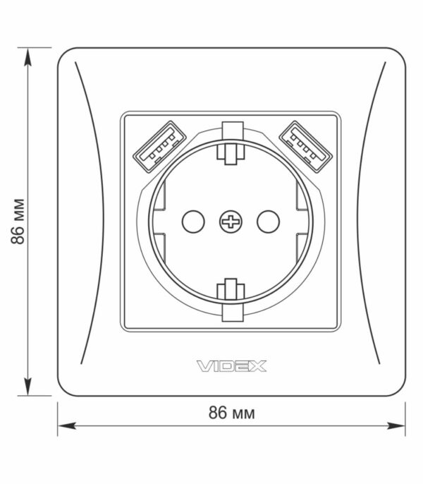 Розетка одинарная с заземлением + 2 USB Крем VIDEX BINERA (VF-BNSK1GU2-CR) — изображение 5