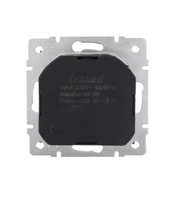 Розетка одинарная с заземлением + USB LEZARD VESNA Антрацит (742-4288-181) — изображение 3
