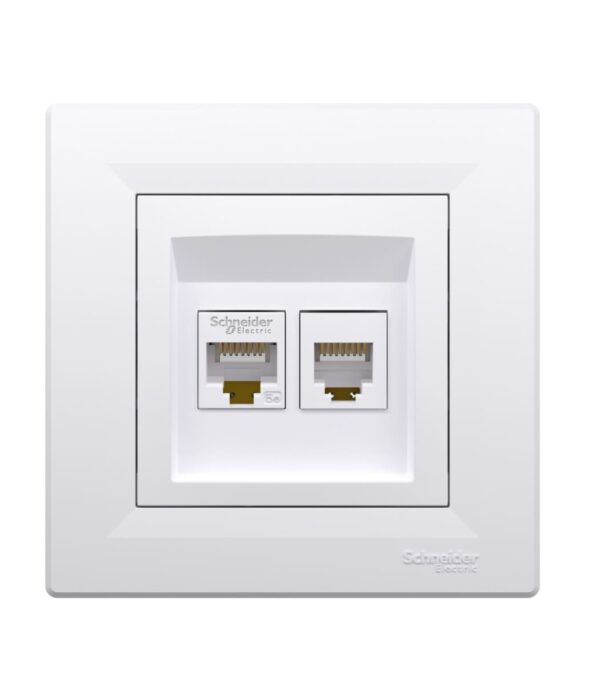Розетка телефонная + компьютерная Белая, Asfora EPH4900121 — изображение 2