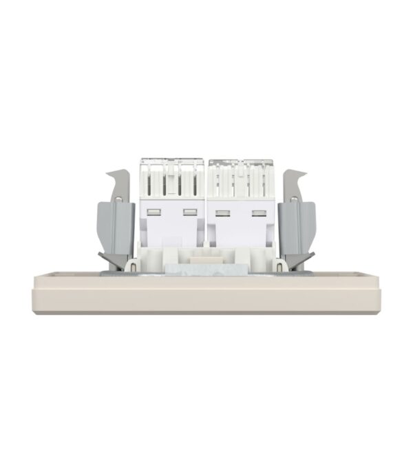 Розетка телефонная + компьютерная,Кремовая, Asfora EPH4900123 - Зображення 9