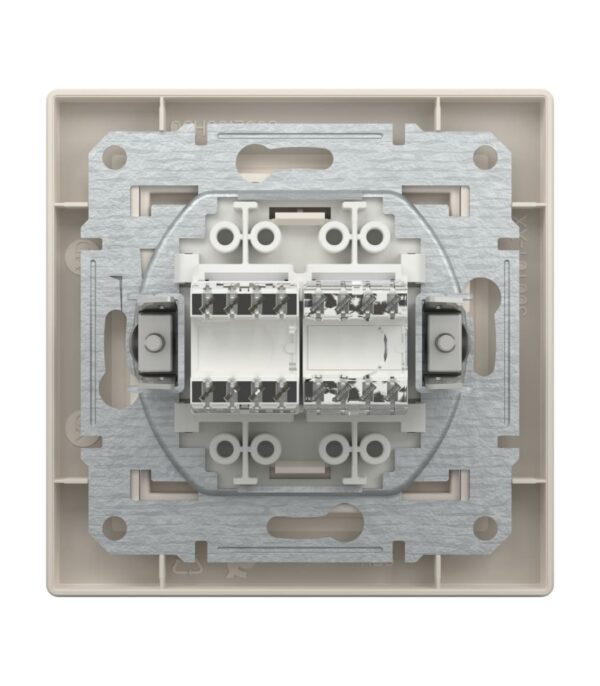 Розетка телефонная + компьютерная,Кремовая, Asfora EPH4900123 - Зображення 4
