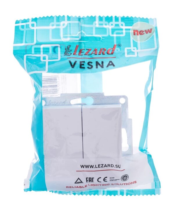 Выключатель двойной LEZARD VESNA Белый (742-0288-101) — изображение 6