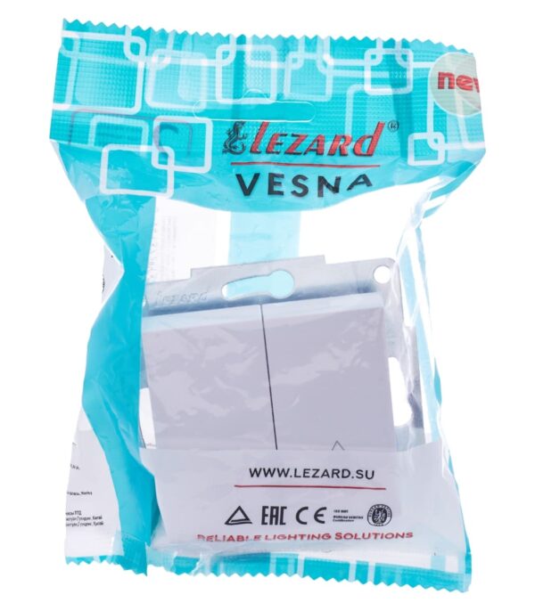 Выключатель двойной проходной LEZARD VESNA Белый (742-0288-106) - Зображення 6