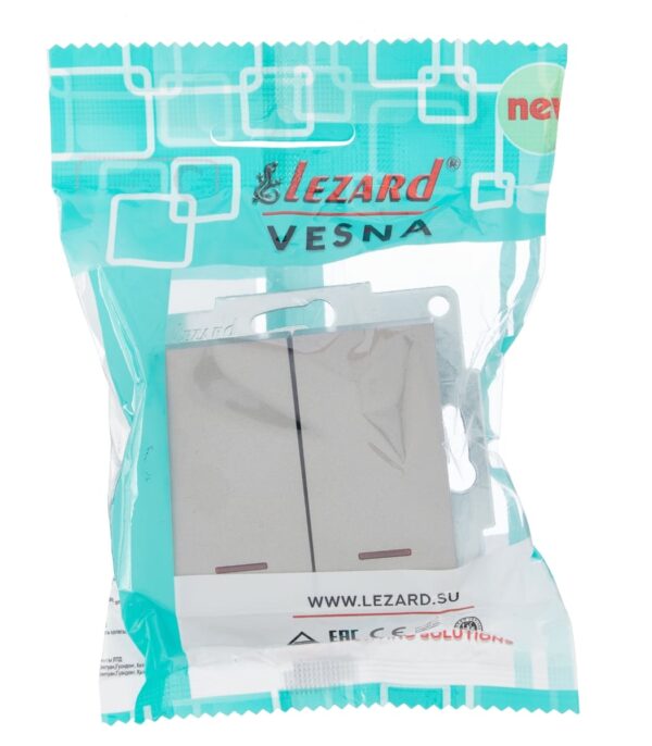 Выключатель двойной с подсветкой LEZARD VESNA Серый матовый (742-3588-112) — изображение 6