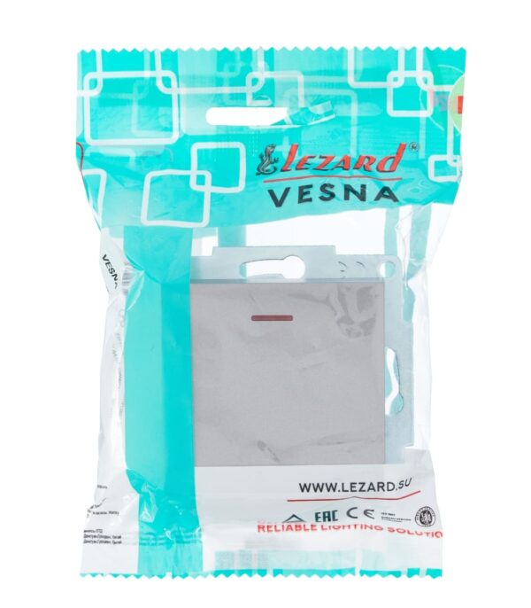Выключатель одинарный с подсветкой LEZARD VESNA Серый матовый (742-3588-111) — изображение 6
