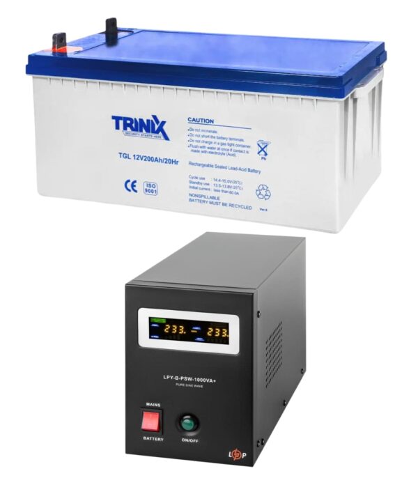 Комплект резервного питания LogicPower 12V LPY-B-PSW-1000VA+ 700Вт 10A/20A + АКБ GEL TRINIX 12V 200ah