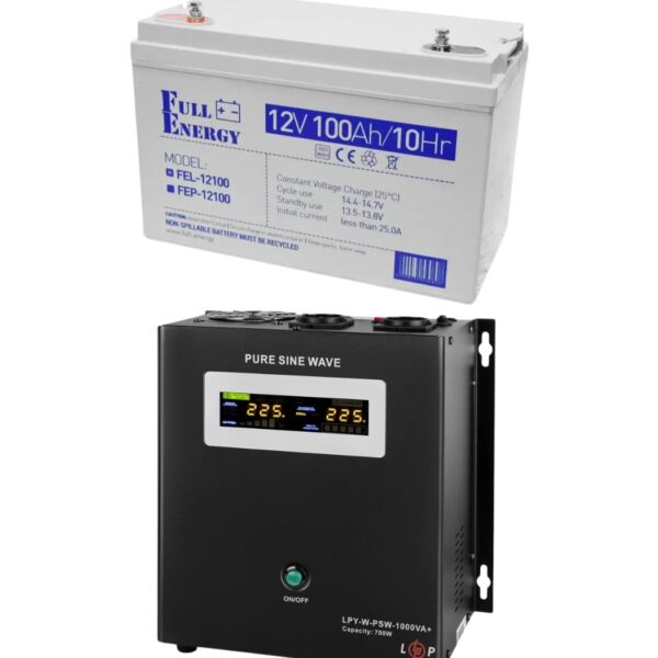 Комплект резервного питания LogicPower 12V LPY-W-PSW-1000VA+ 700Вт 10A/20A + АКБ GEL Full Energy 12V 100ah