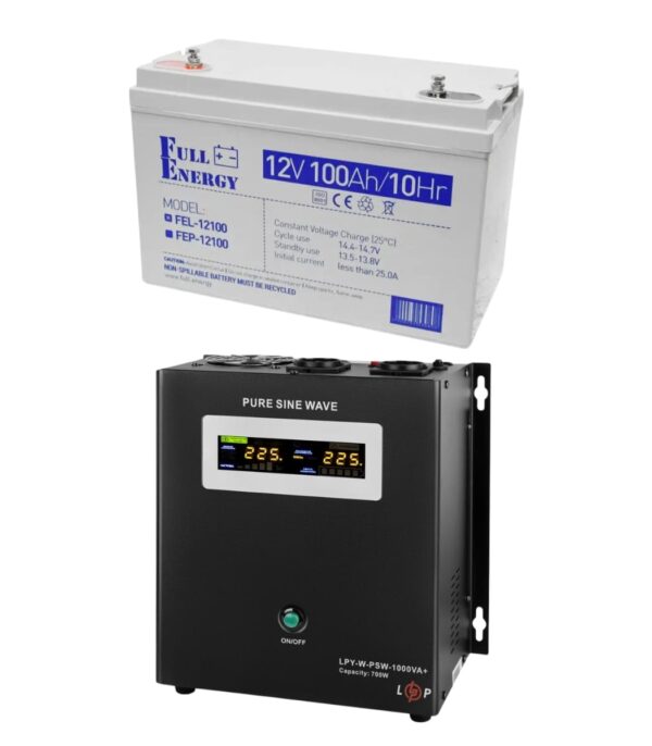 Комплект резервного питания LogicPower 12V LPY-W-PSW-1000VA+ 700Вт 10A/20A + АКБ GEL Full Energy 12V 100ah