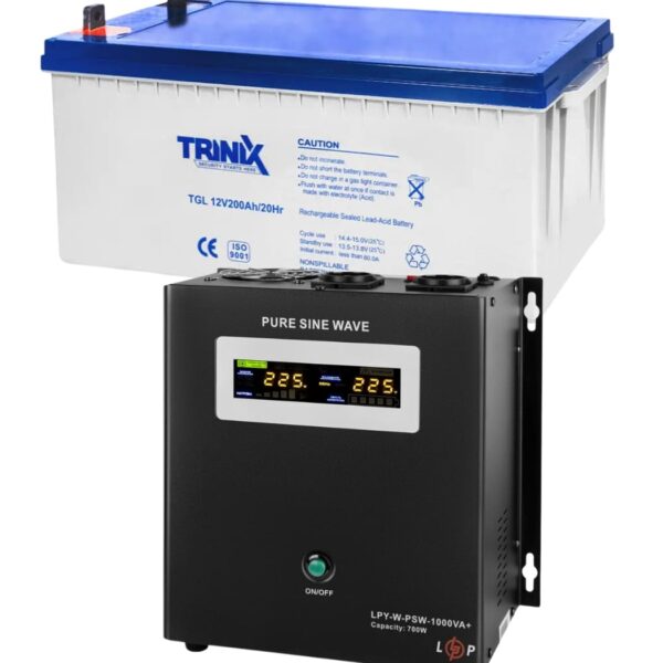 Комплект резервного питания LogicPower 12V LPY-W-PSW-1000VA+ 700Вт 10A/20A + АКБ GEL TRINIX 12V 200ah
