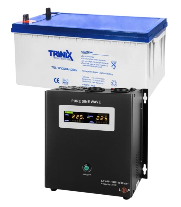 Комплект резервного питания LogicPower 12V LPY-W-PSW-1000VA+ 700Вт 10A/20A + АКБ GEL TRINIX 12V 200ah