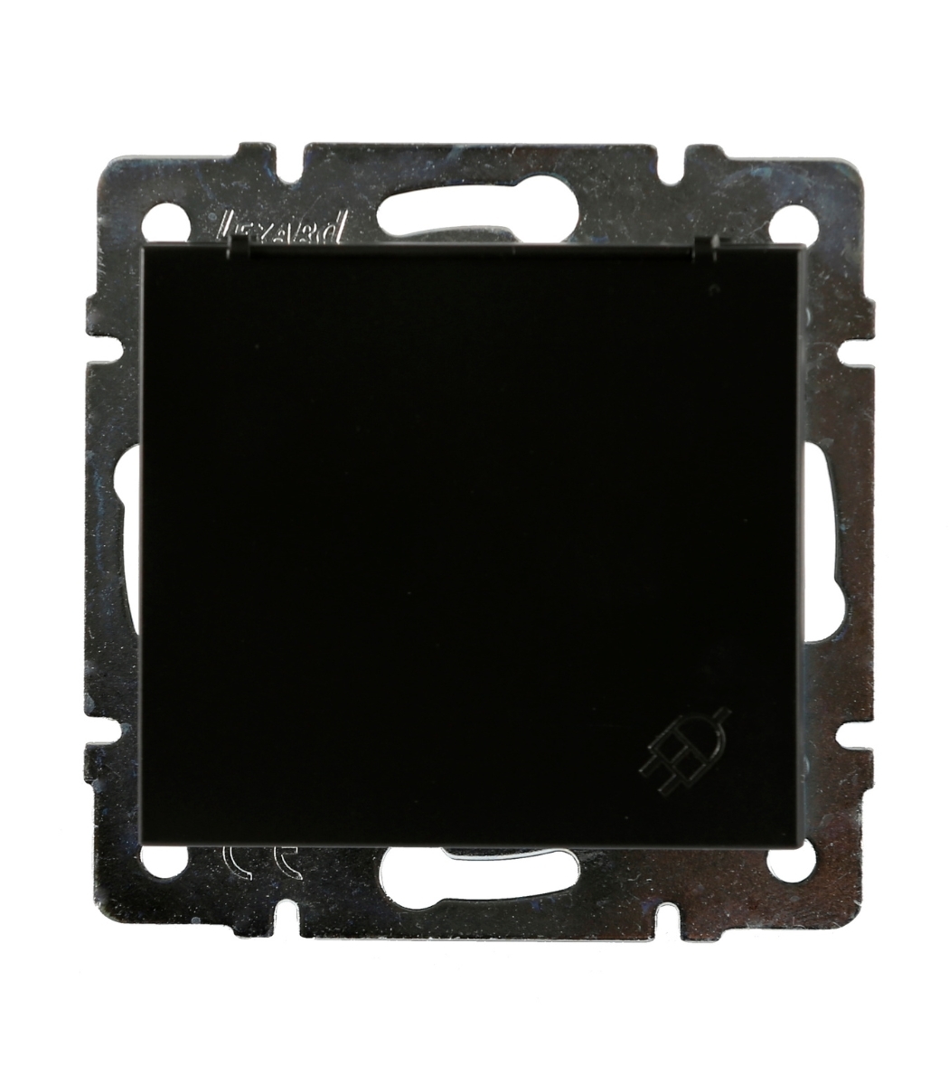 rozetka-1-ya-s_z-s-kryshkoy-lezard-rain-antracit-703-4288-123v Розетка 1-я с/з с крышкой LEZARD RAIN Антрацит (703-4288-123В) — изображение 1