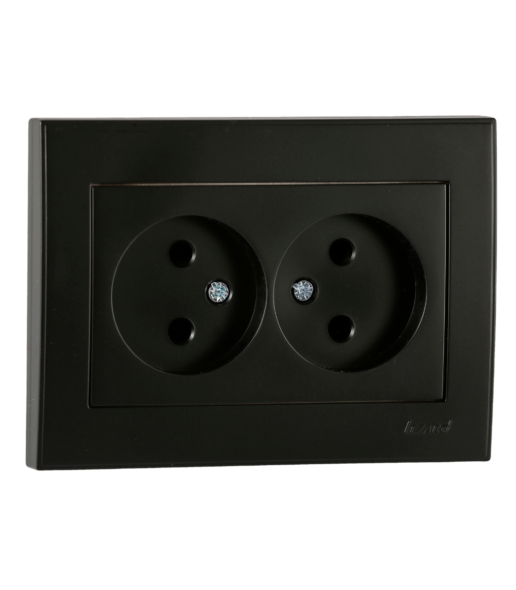 rozetka-2-ya-bez_z-lezard-rain-antracit-703-4242-128b Розетка 2-я без/з LEZARD RAIN Антрацит (703-4242-128B) — изображение 1
