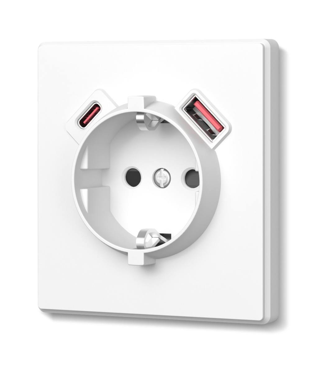 videx_nota_28881_padded_1050x1200 USB-розетка 1-я с заземлением USB-A+C 20W Nota Videx, Белая матовая (VF-NT-SK1GUC-WH) — изображение 1