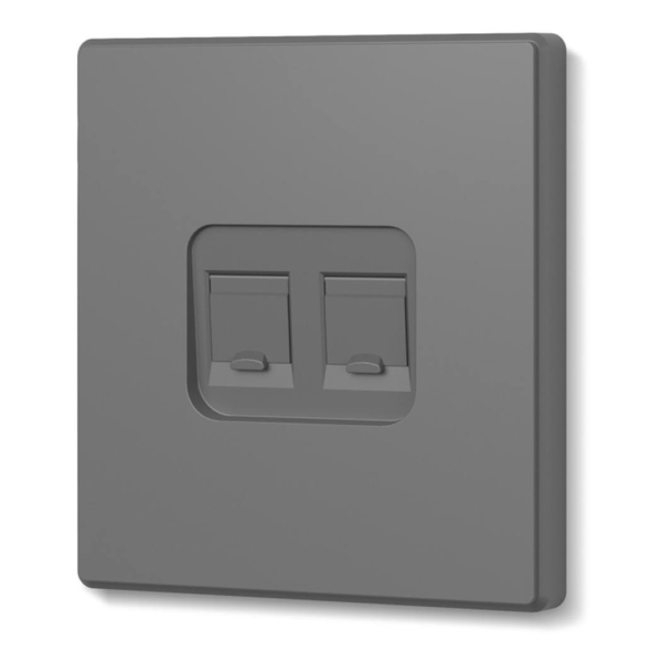 PC-розетка компьютерная 2-я RJ45, Cat.6e Nota Videx, Серый графит (VF-NT-SK2PC6-GR)