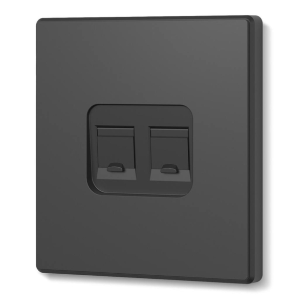 PC-розетка компьютерная 2-я RJ45, Cat.6e Nota Videx, Угольно-черная (VF-NT-SK2PC6-BL)
