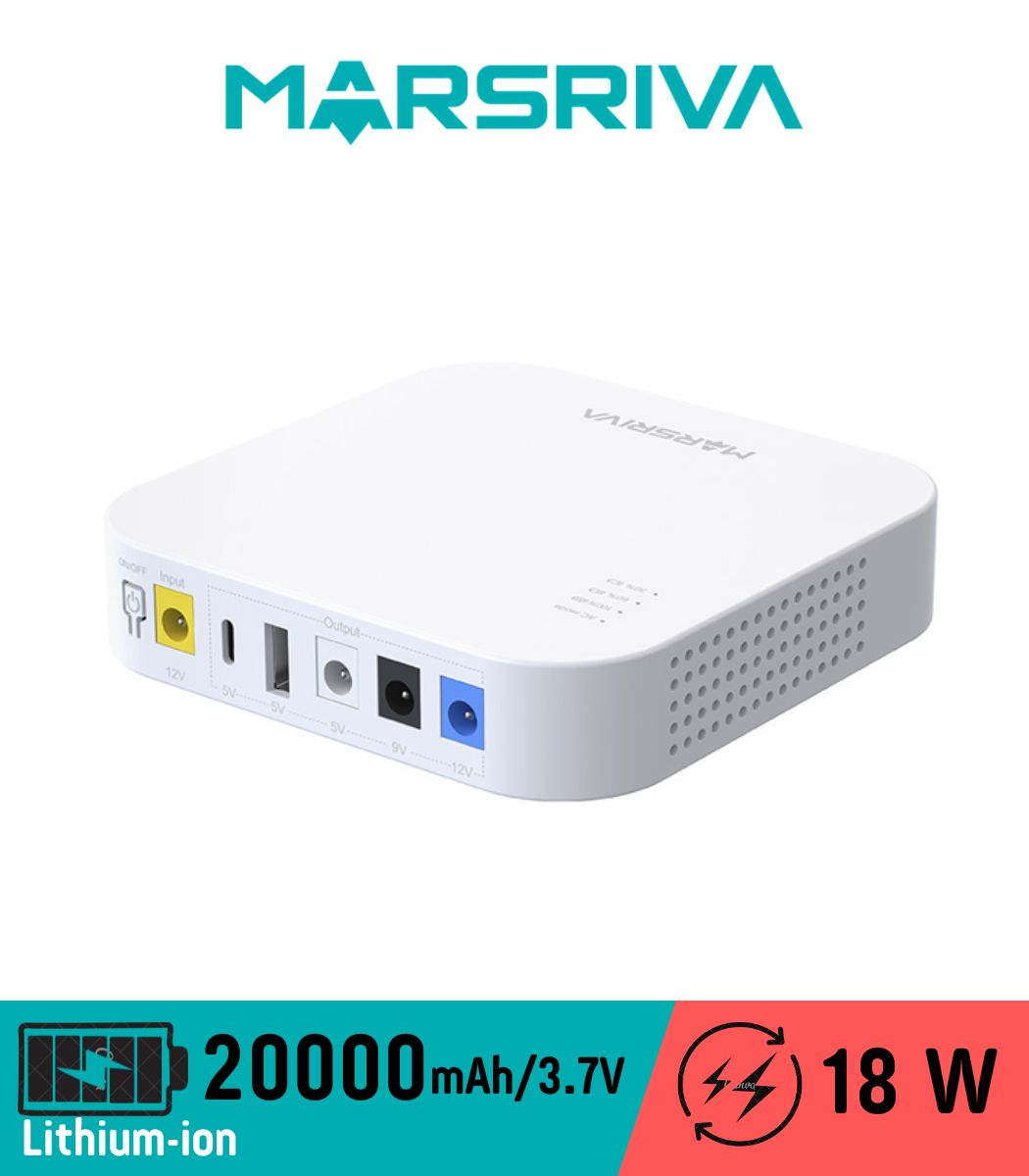 МАРСРИВА (3) Источник бесперебойного питания MARSRIVA Smart Mini DC UPS KP4 Max 20000mAh 74Wh 18W — изображение 1