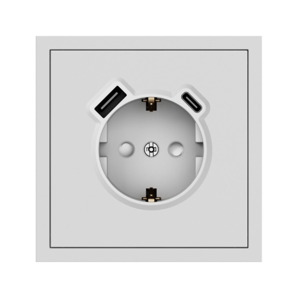 USB-розетка 1-я с заземлением USB-A+C 20W Soft ARDERO, Белый (ER123USB-W)