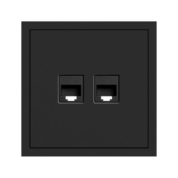 PC-розетка компьютерная 2-я RJ45, Cat.5e UTP Soft ARDERO, Черный (ER152PC-B)