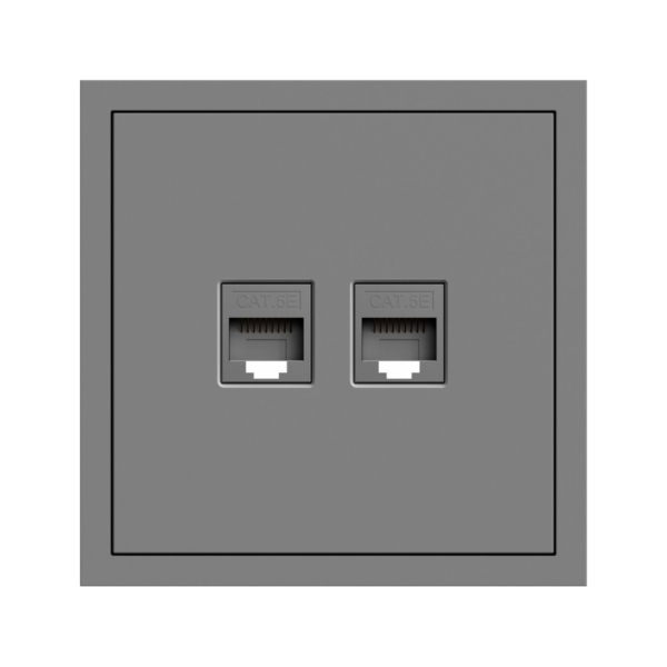 PC-розетка компьютерная 2-я RJ45, Cat.5e UTP Soft ARDERO, Серый (ER152PC-G)