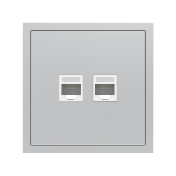 PC-розетка компьютерная 2-я RJ45, Cat.5e UTP Soft ARDERO, Серебро (ER152PC-S)