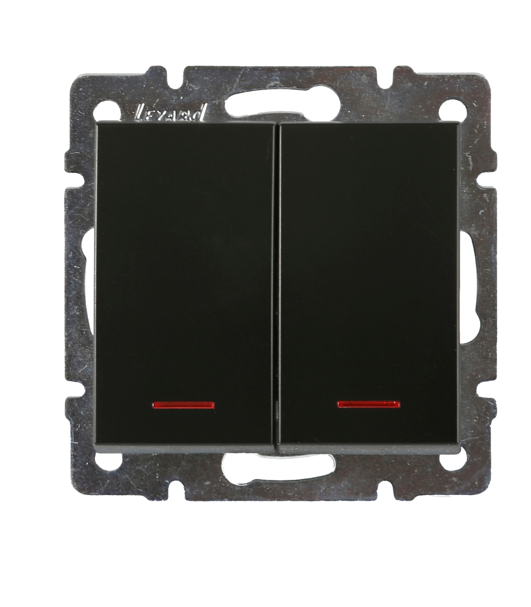 2cd4deca-eee4-11ee-0a80-15f20038428b.jpg Выключатель 2-кл. с подсветкой RAIN Lezard, Антрацит (703-4288-112) - Зображення 1