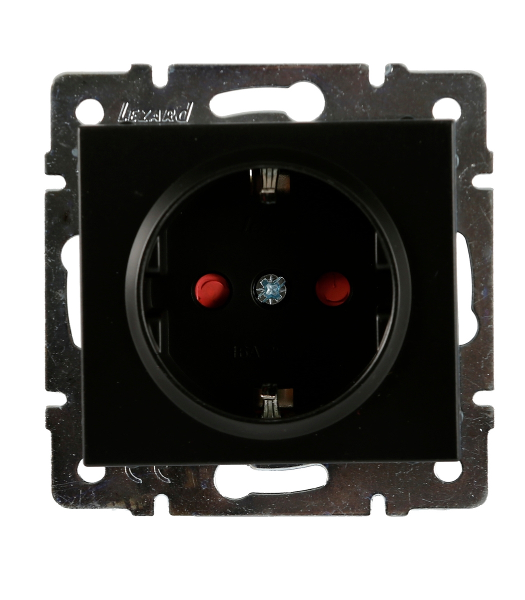 2cfedb89-eee4-11ee-0a80-15f2003842a1.jpg Розетка 1-я, с заземлением, с защитными шторками RAIN Lezard, Антрацит (703-4288-124B) — изображение 1