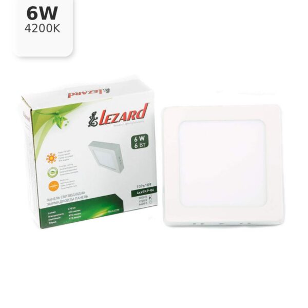 Квадратный накладной светильник Lezard, 6W, 4200K, 110x110 мм (442SKP-06)