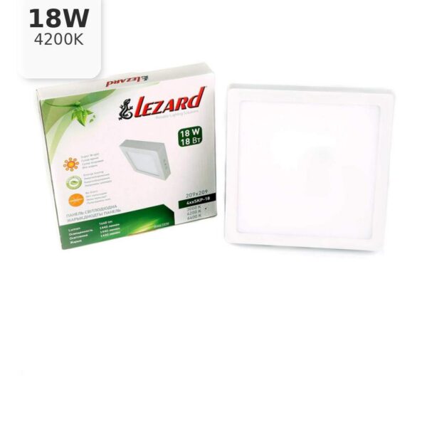 Квадратный накладной светильник Lezard, 18W, 4200K, 210x210 мм (442SKP-18)