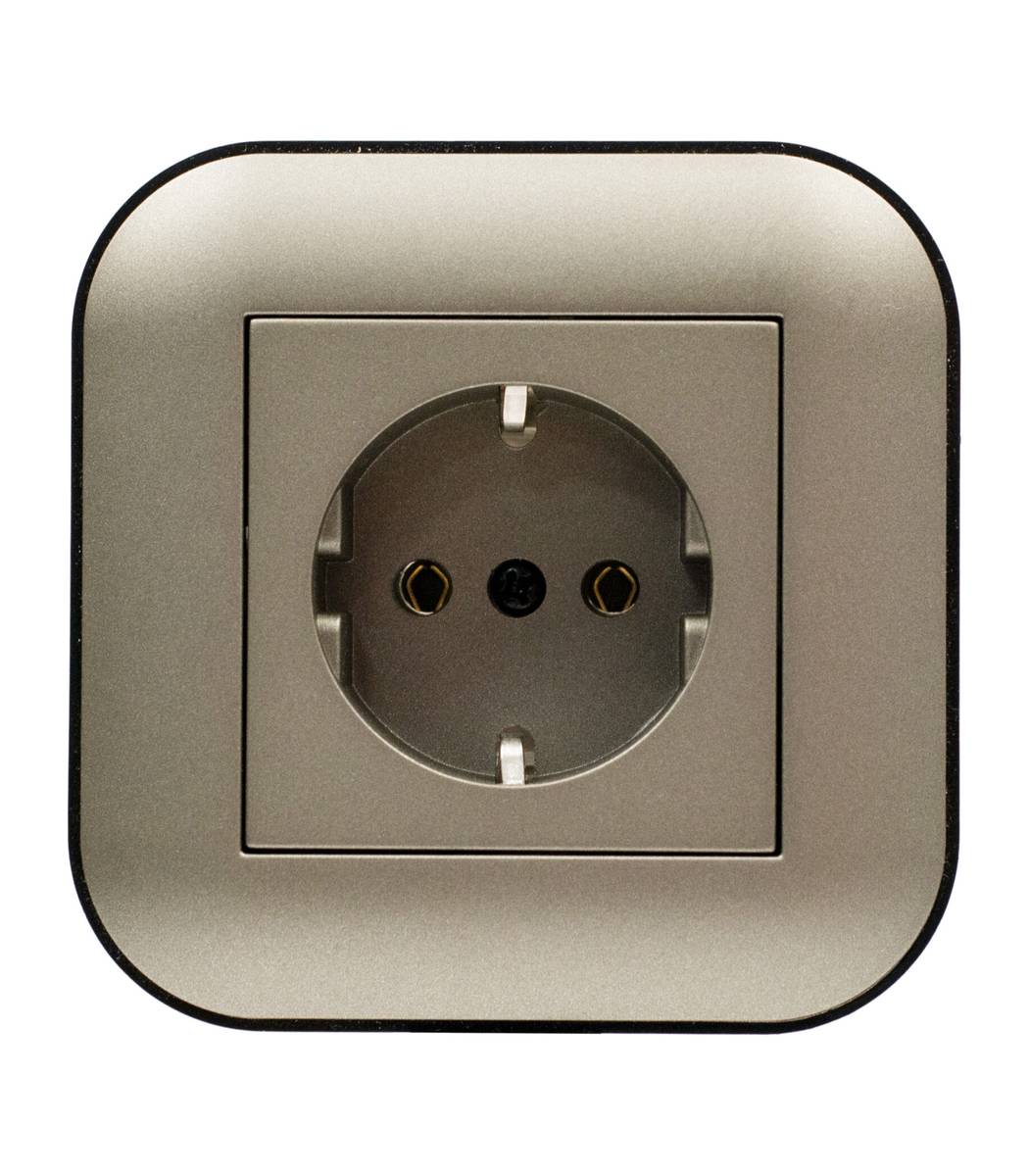 475309b5-2ea9-11f1-0a80-174b0020f99a.jpg Розетка 1-я, с заземлением Ovivo LOFT Антрацит+Черный (404-130308-217) - Зображення 1