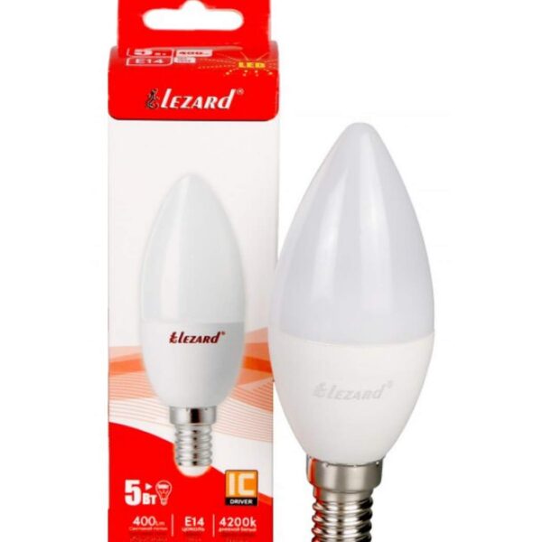 Лампа светодиодная Candle B35 Lezard, 5W, 4200K, E14 (N442-B35-1405)
