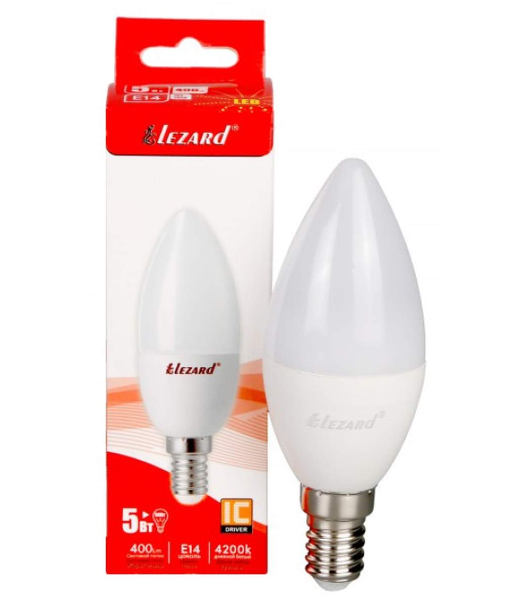 520ab089-9514-11f0-0a80-11ea00036851.jpg Лампа светодиодная Candle B35 Lezard, 5W, 4200K, E14 (N442-B35-1405) - Зображення 1