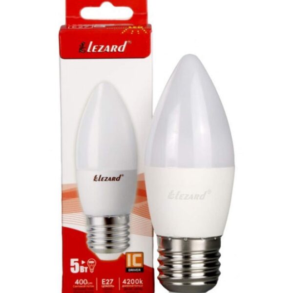 Лампа светодиодная Candle B35 Lezard, 5W, 4200K, E27 (N442-B35-2705)