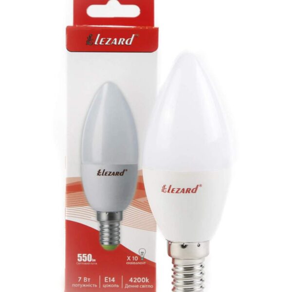 Лампа светодиодная Candle B35 Lezard, 7W, 4200K, E14 (N442-B35-1407)