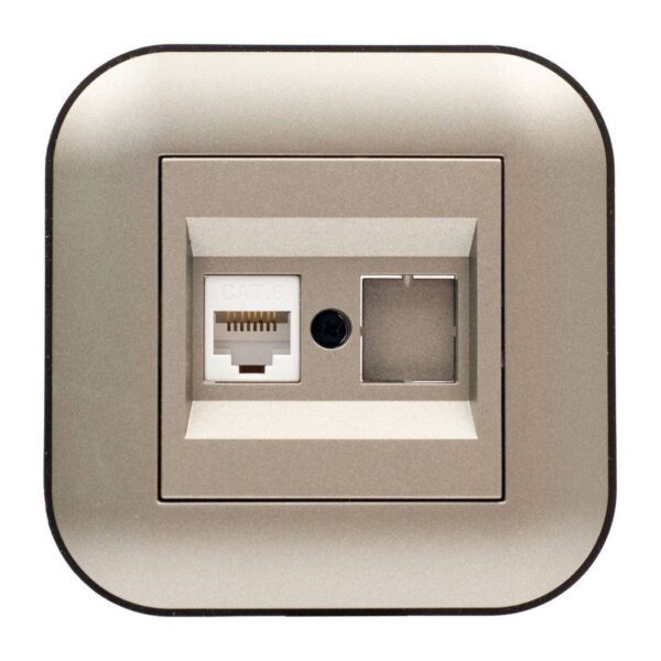 PC-розетка компьютерная 1-я (CAT6) Ovivo LOFT Антрацит+Черный (404-130308-229)