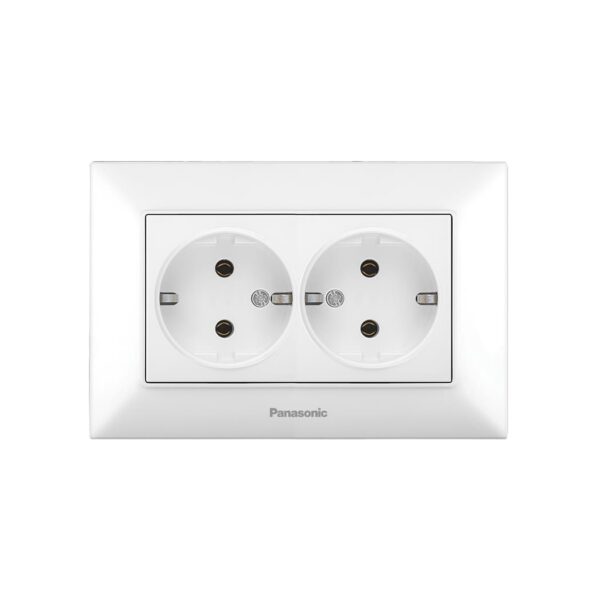 Розетка двойная с заземлением Panasonic Arkedia Slim Белый, WNTC02052WH-UA