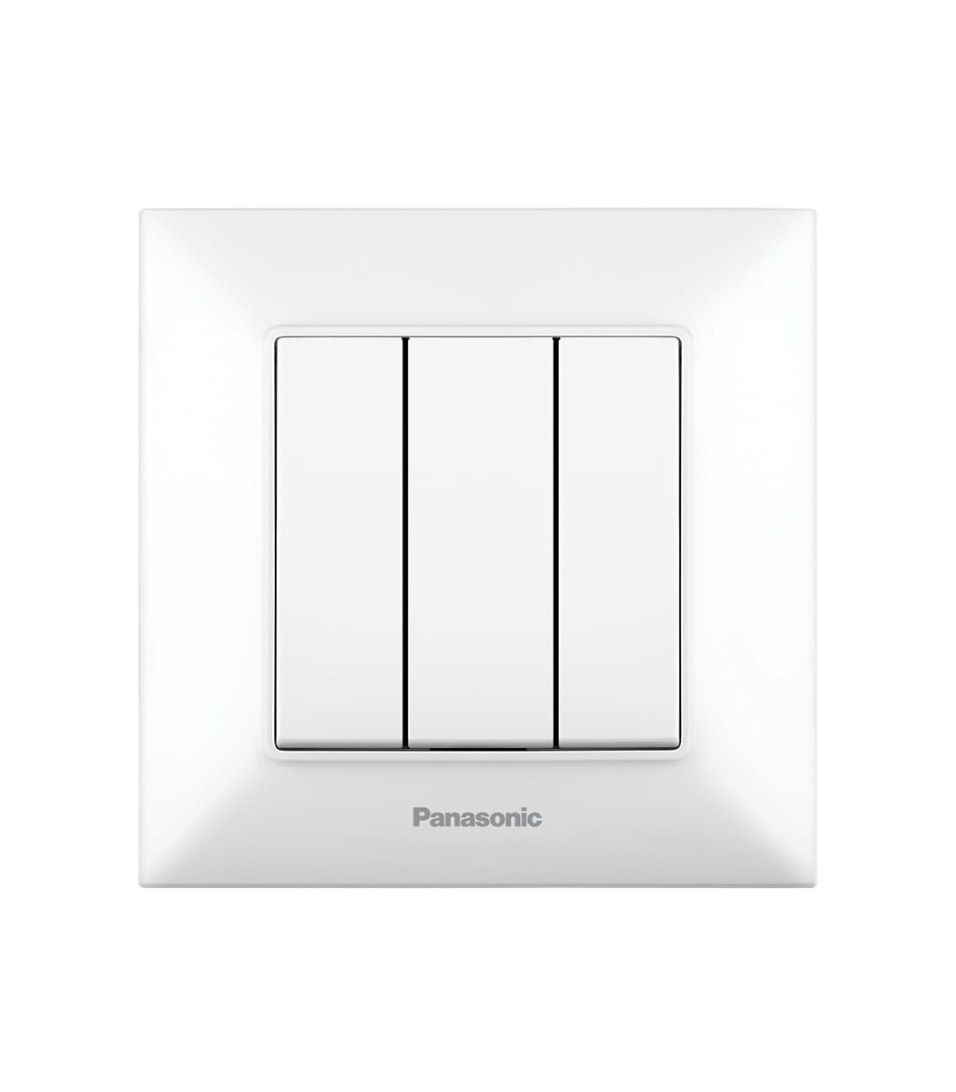 627448ec-fe0d-11e9-0a80-059b0038ffd2.jpg Выключатель тройной Panasonic Arkedia Slim Белый, WNTC00152WH-UA - Зображення 1
