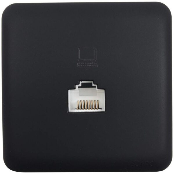 PC-розетка компьютерная 1-я RJ45 Cat.5e UTP накладная VIOLA Lezard, Антрацит (751-4200-139)