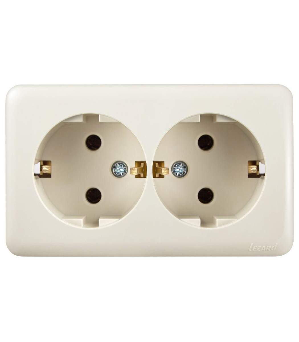98cd0d31-3256-11f1-0a80-055c00165a02.jpg Розетка накладная 2-я, с заземлением VIOLA Lezard, Кремовый (751-0300-127B) - Зображення 1
